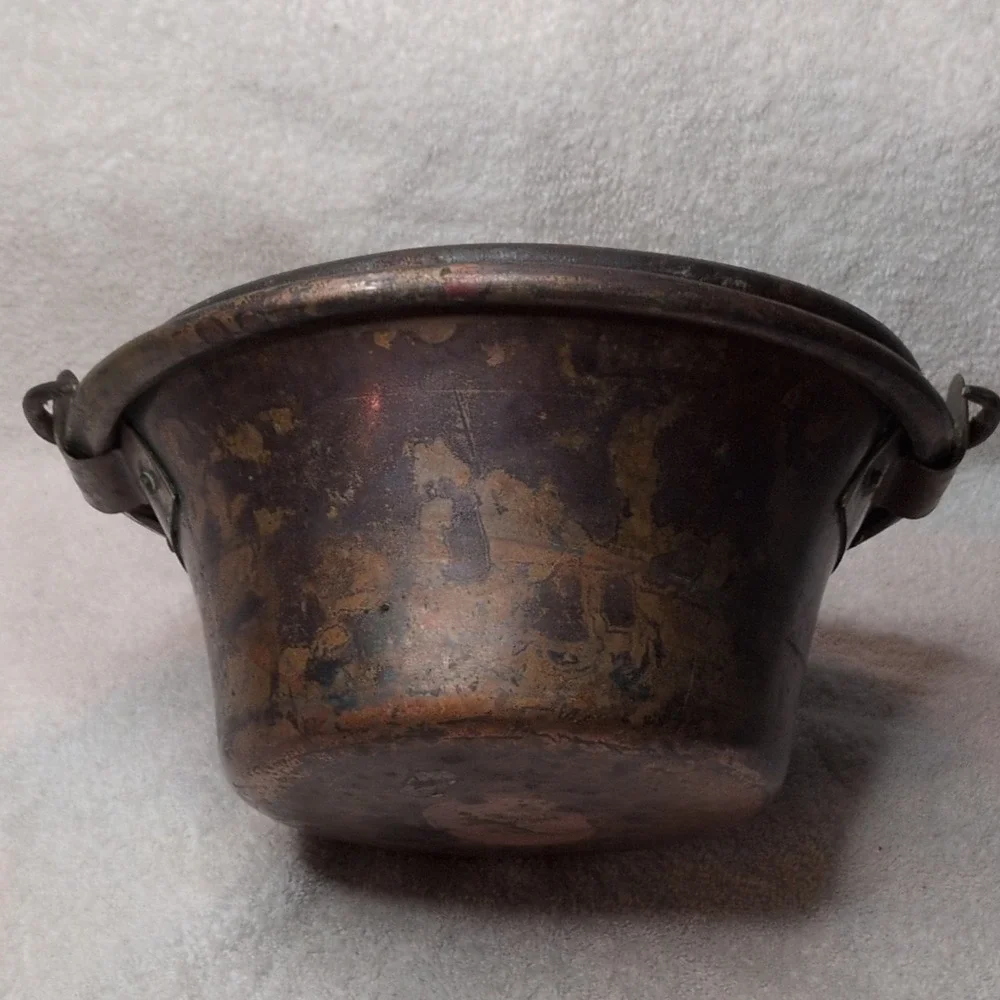 Antique French Copper Cauldron Pot 10.5